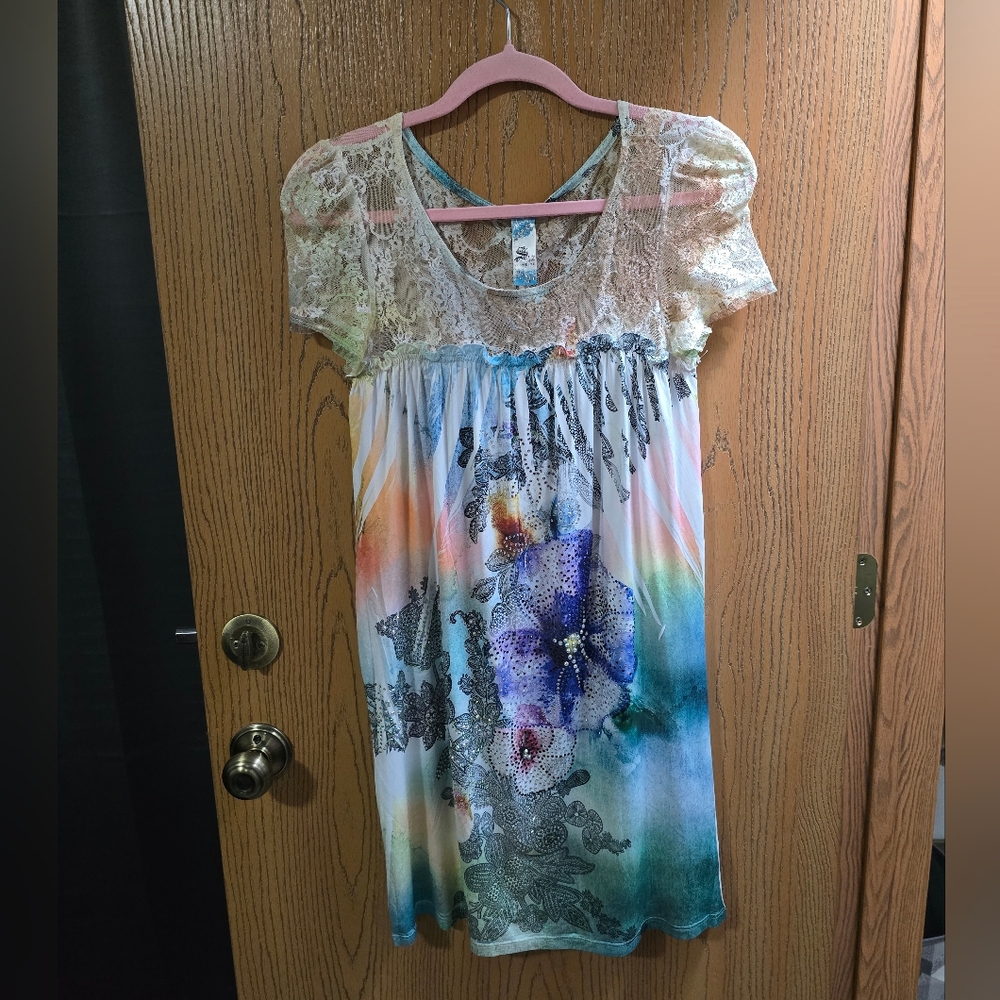 S-Twelve Colorful Y2k Lace Mini Dress